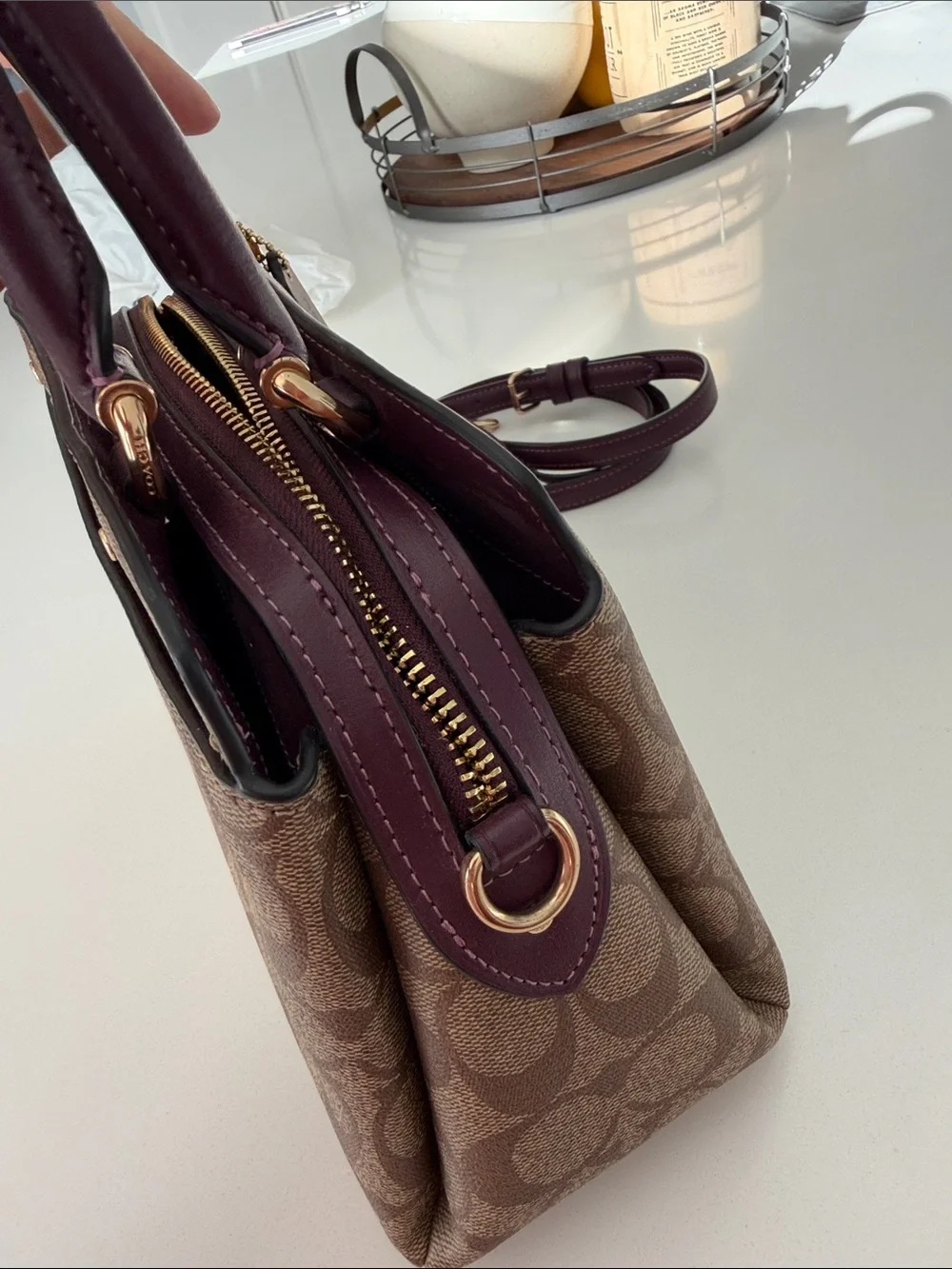 Coach mini Lillie colorblock purple never used